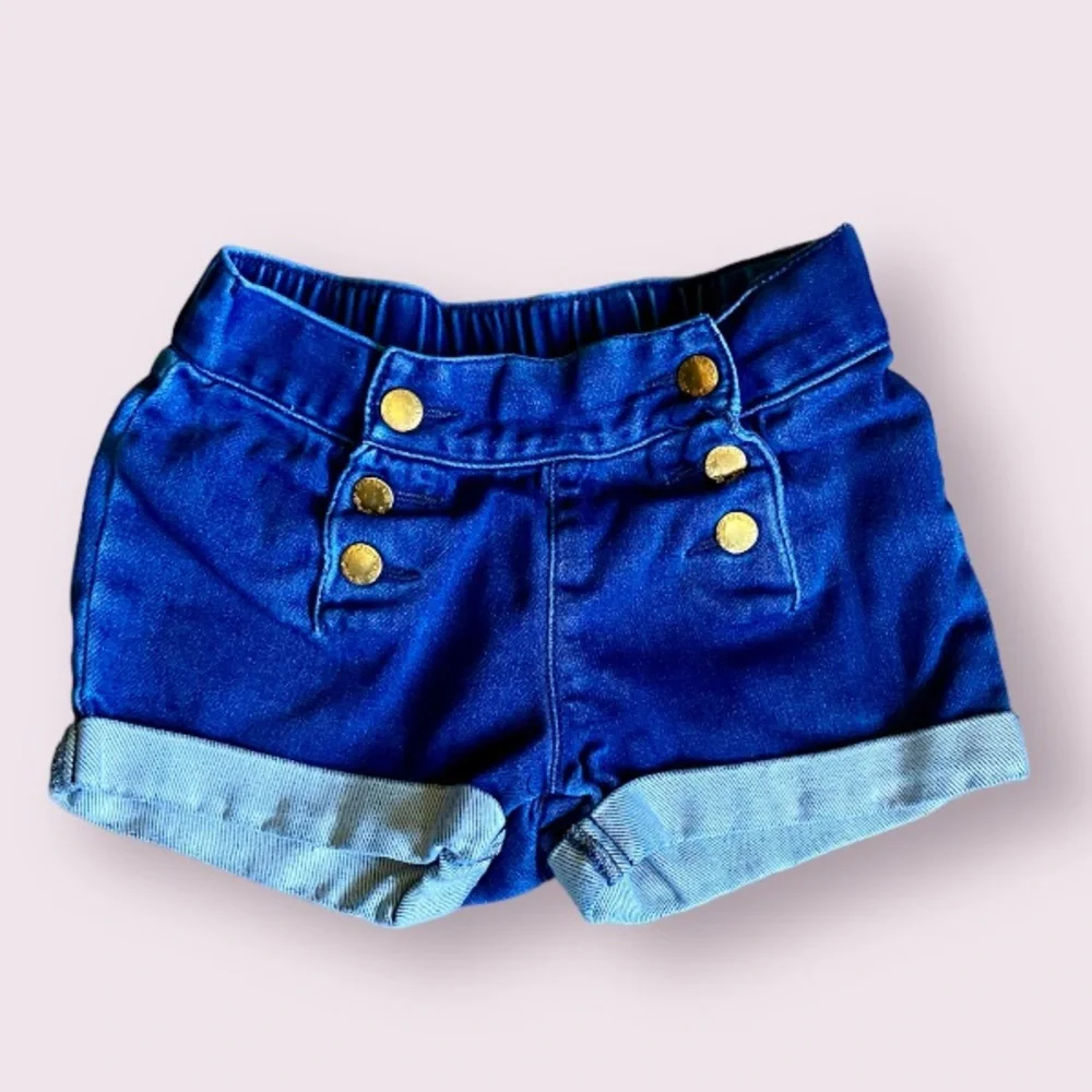 OshKosh Sailor Button Front Stretch Denim Shorts with Cuffed Hem
